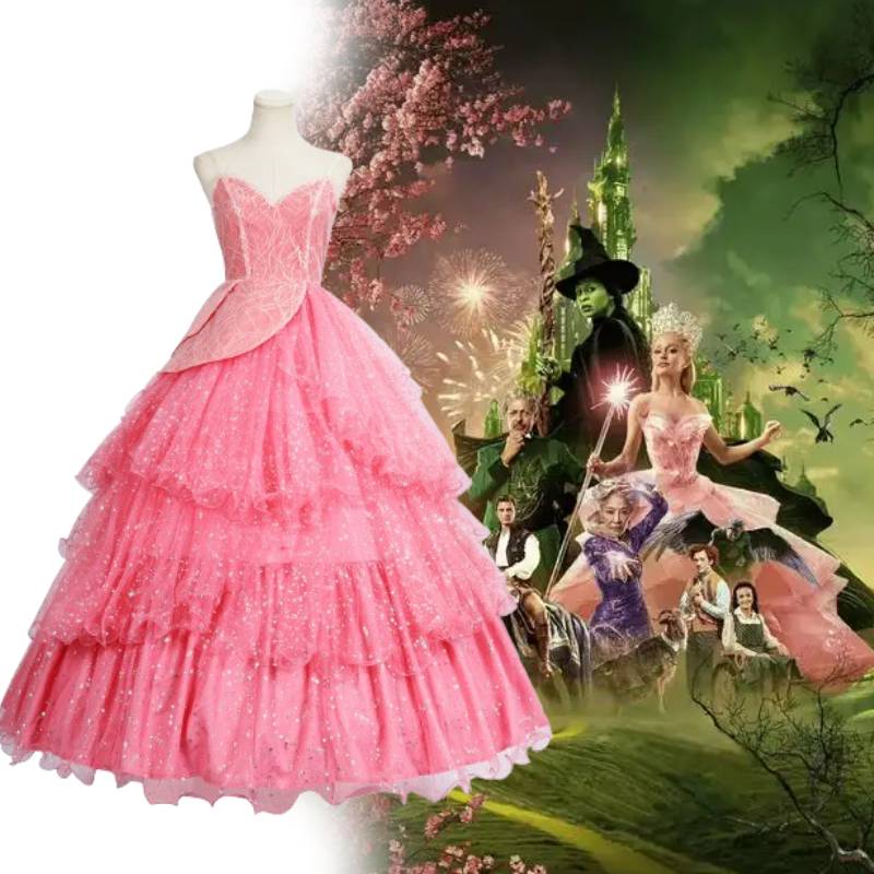 Wicked For Good Glinda Cosplay Costume Dress Halloween Events Stage Performance