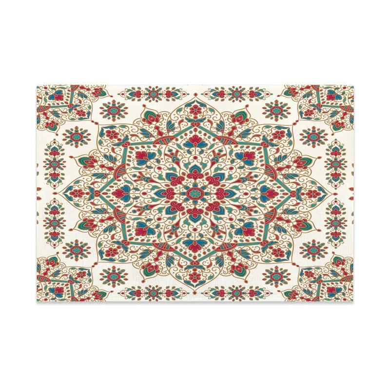 Vintage Mandala Placemats Washable Boho Floral Place Mat for Home Party Dining Tables Wedding Kitchen Banquets Decor
