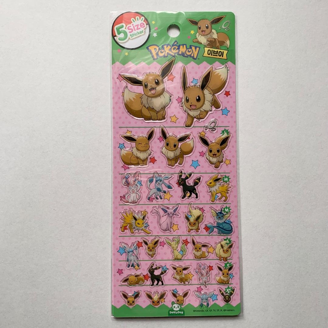Korea exclusive Pokemon Eevee 5-size sticker puffed epoxy seal.
