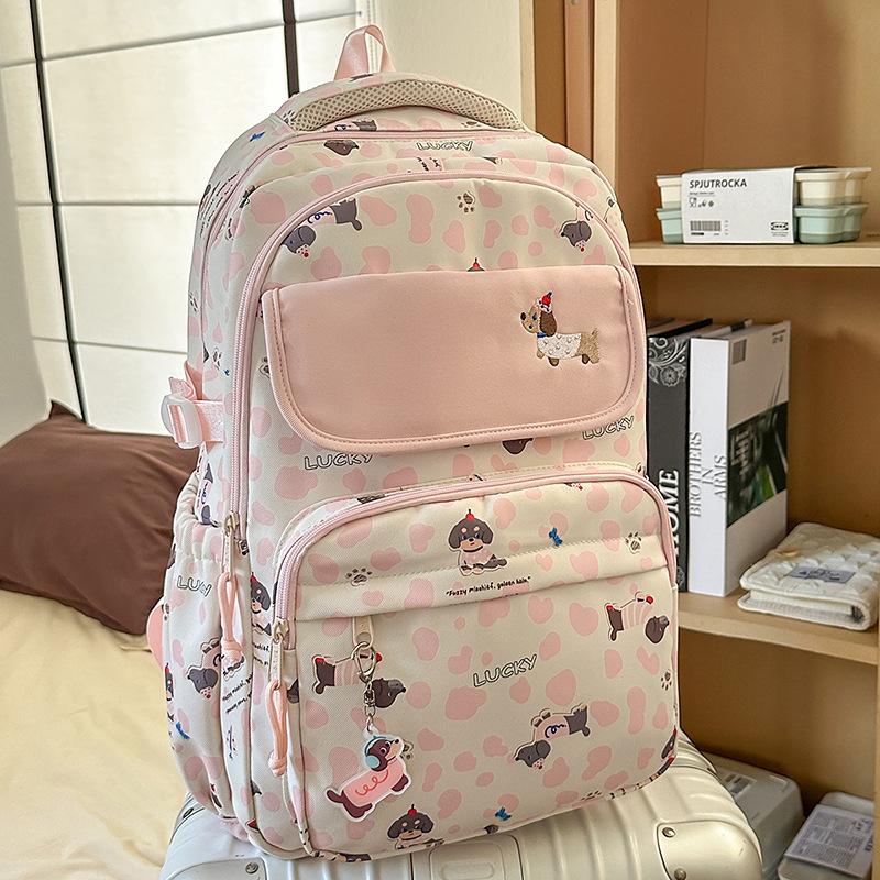 

Новый высококачественный, свежий, милый и симпатичный собачий рюкзак, легкий и вместительный рюкзак для учеников средней школы розовый