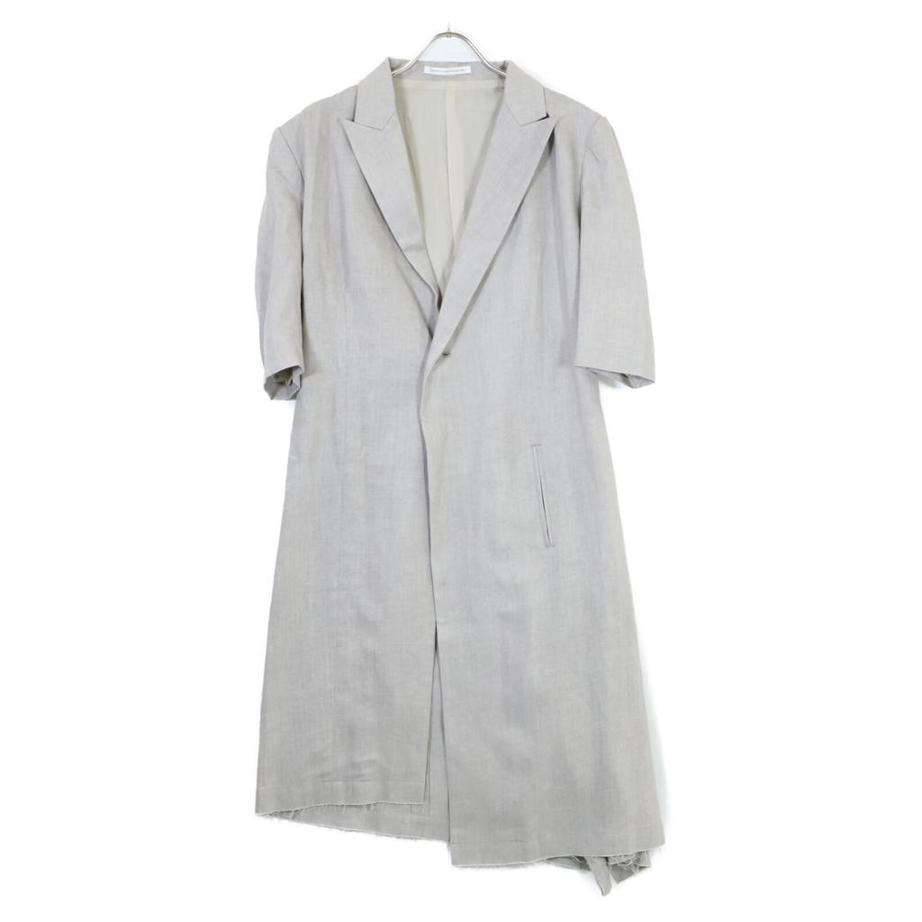 Y's YS-J06-302 Gray Linen Peak Lapel Coat Coat 1 grayUsed