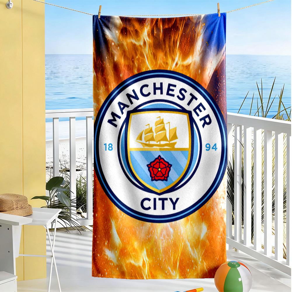 Telo Mare Manchester City Fc Super Morbido Microfibra Tessuto Asciugatura Rapida Confortevole Leggero Adatto per Nuoto, Palestra, Campeggio, Yoga Vacanza