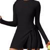 Fake two pieces anti-light tight sports long sleeves thin straps casual fitness beautiful back yoga women's tennis skirt