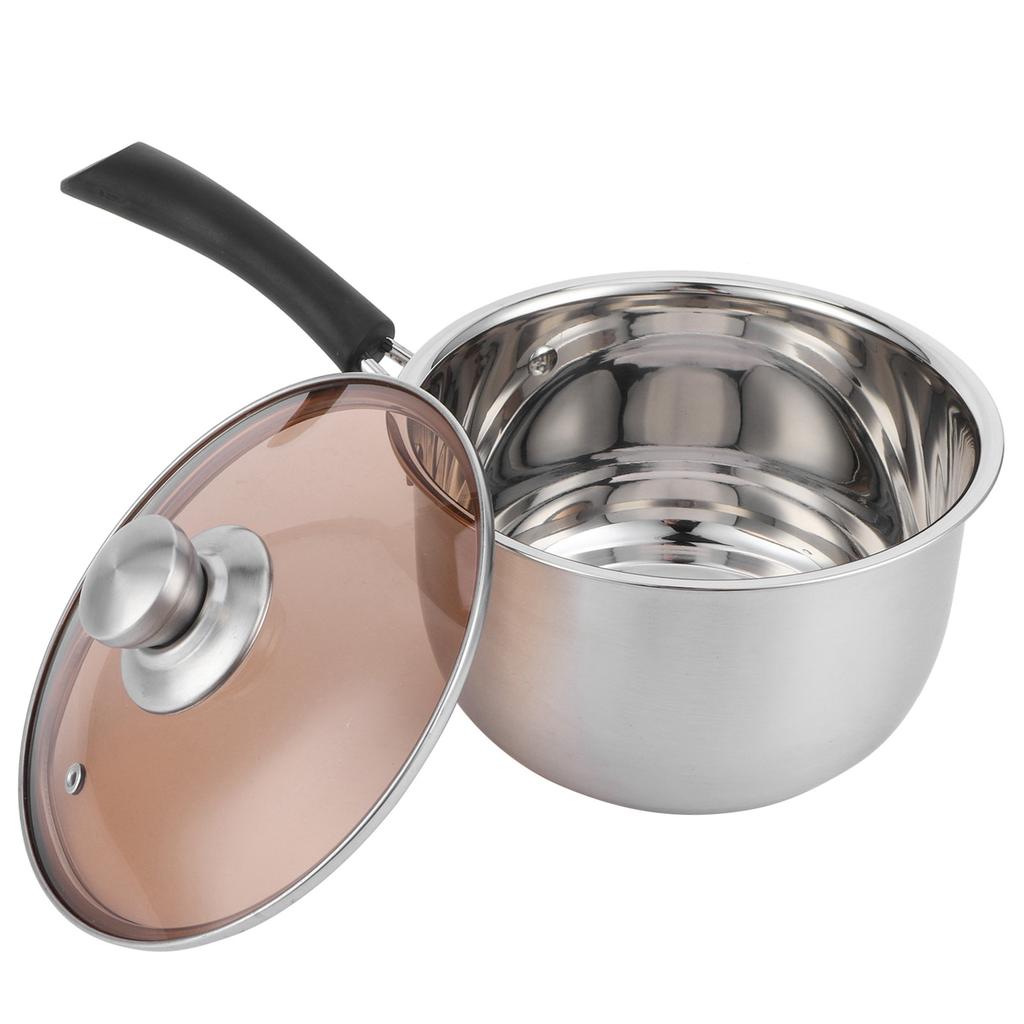 18cm Soup Pot 304 Stainless Steel Single Handle Food Supplement Saucepan Cooking Supplies