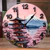 Orologio da Parete Rotondo Silenzioso in Legno con Design Monte Fuji, Adatto per Soggiorno, Ufficio, Studio, Camera da Letto, Decorazione Casa