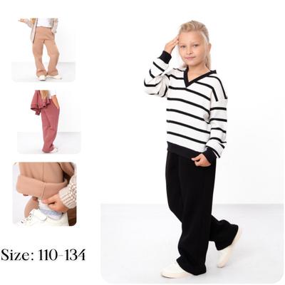 Pants – Girls' Palazzo Casual Loose Fit, Soft Fabric & Elastic Waist, Winter 6437-025 HC