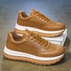Spring Summer New Genuine Leather Leisure Style Breathable Mens Casual Shoes Round Toe Lace Up Platform Cowhide Sneakers