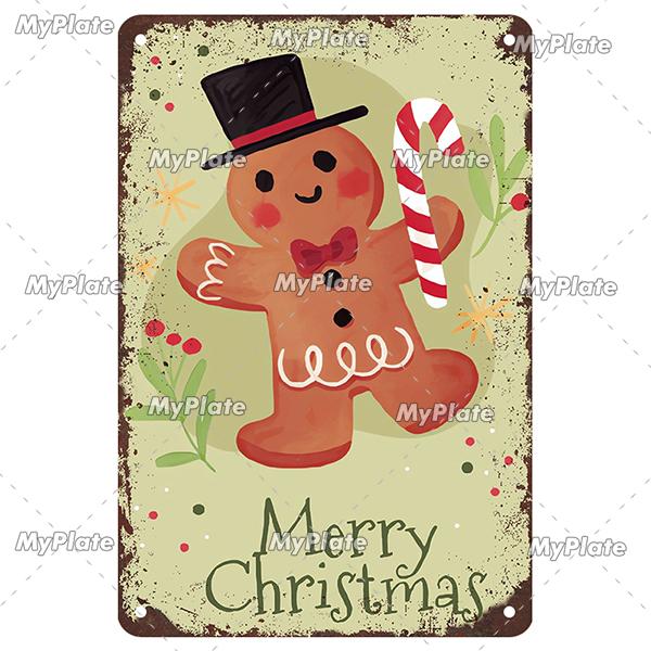 [MyPlate] 2023 Merry Christmas Metal Sign Gift Vintage Plaque Tin Sign Cafe Decor  Home Bar Sign Wall Sticker JOY Poster Gift