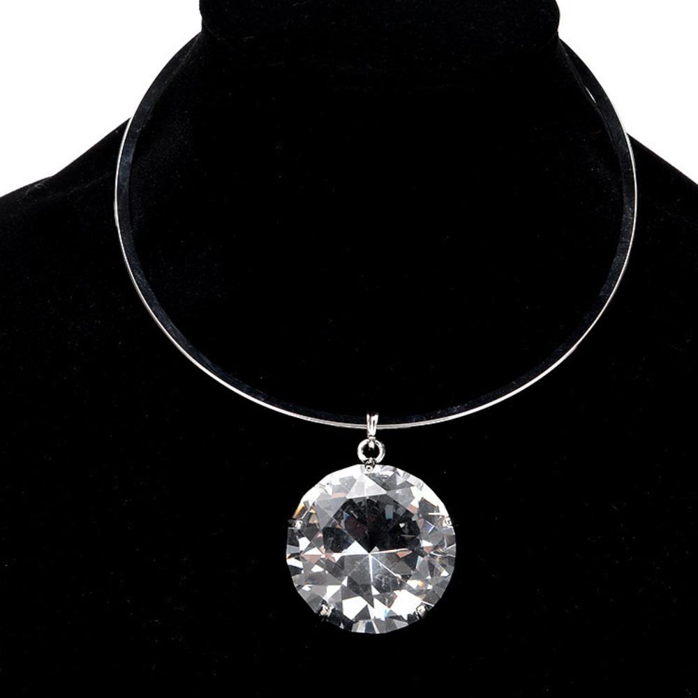 Metal Fashion Necklaces Punk Rhinestone Choker Exaggerated Rhinestone Collar Necklace Women серебряный