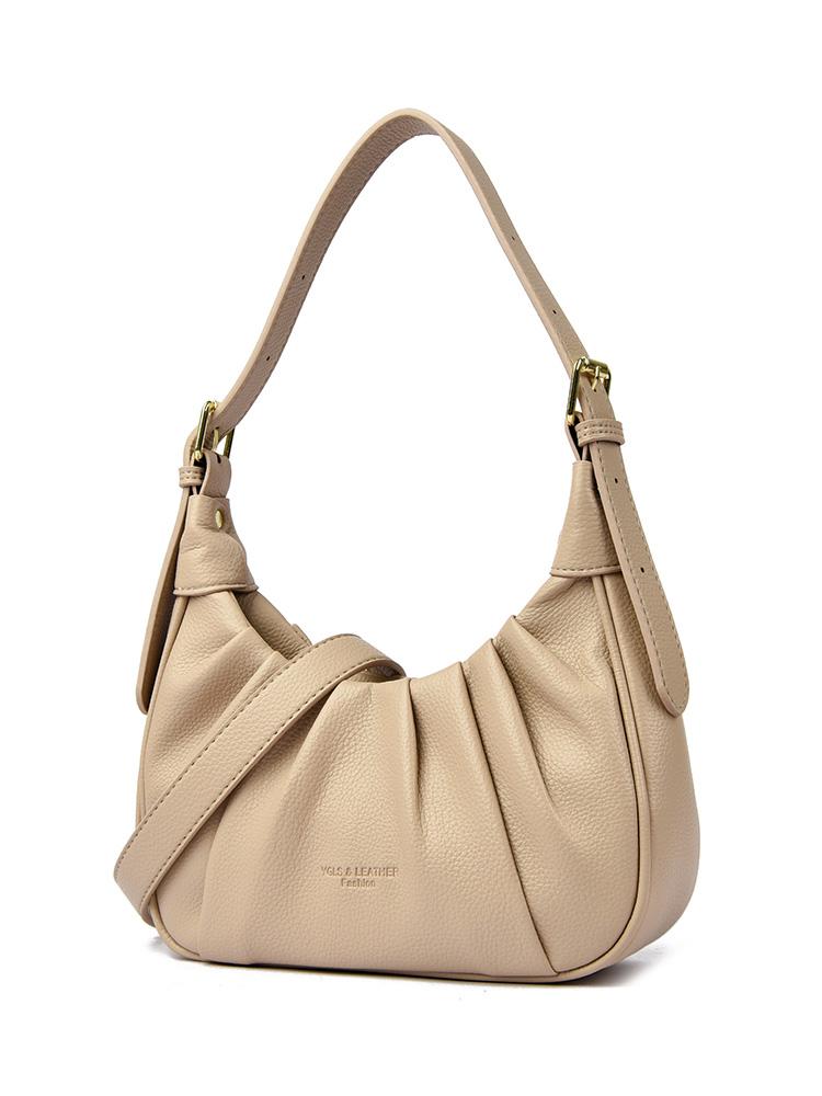 Minimally Designed Women's Shoulder Bag - Solid Color Pleated Handbag Fashionable Crossbody Bag Suitable for Daily Use and Shopping