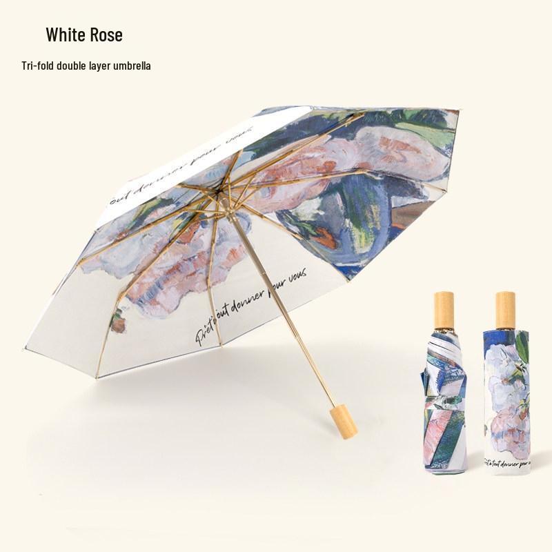 

Little Cloth Forest Women s White Rose Double-Sided Manual UV Umbrella