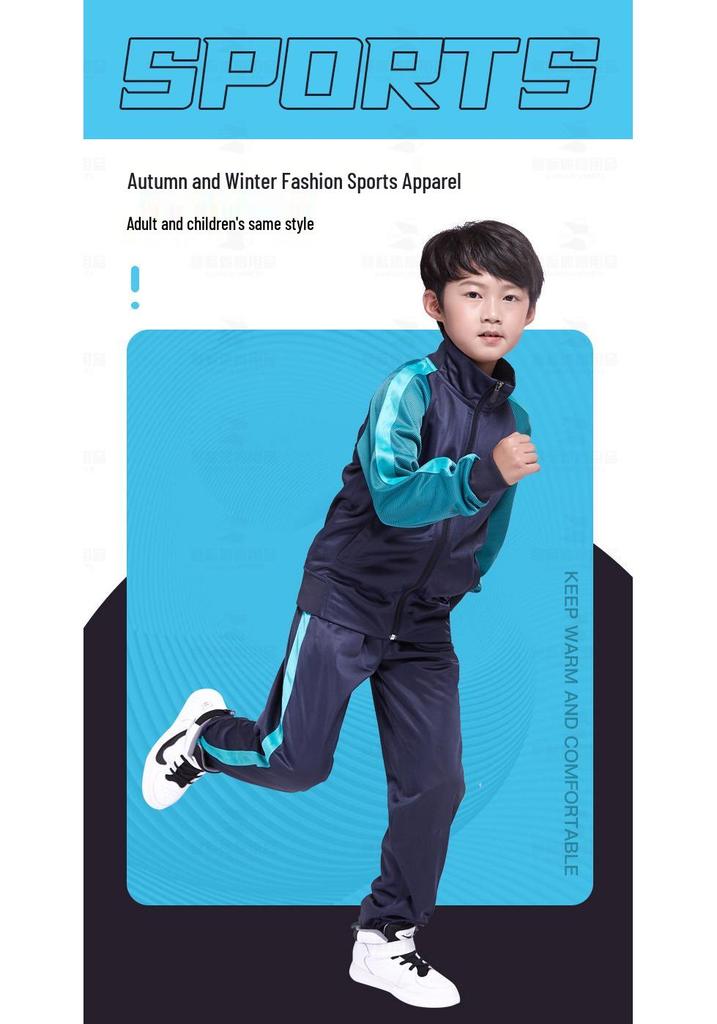 Kinder Herfst Winter Warm Voetbal Trainingspak - Jas met Lange Mouwen en Pluche Voering met Teamopdruk voor Jongens en Meisjes