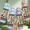1PC Ethnic Tribal Animal Pattern Print 750ml Color Plastic Sports Water Bottle Leakproof Flip Straw Lid Suitable for Sports Office Home Use