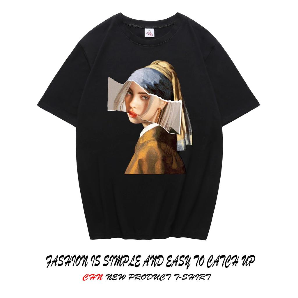 Billie Eilish Çevre Birimleri Grafik Baskılı Kısa Kollu Gömlek Erkek Kadın Bol Günlük Üstler Oversize Pamuklu Sokak Giyimi Y2K Tarzı Tişört