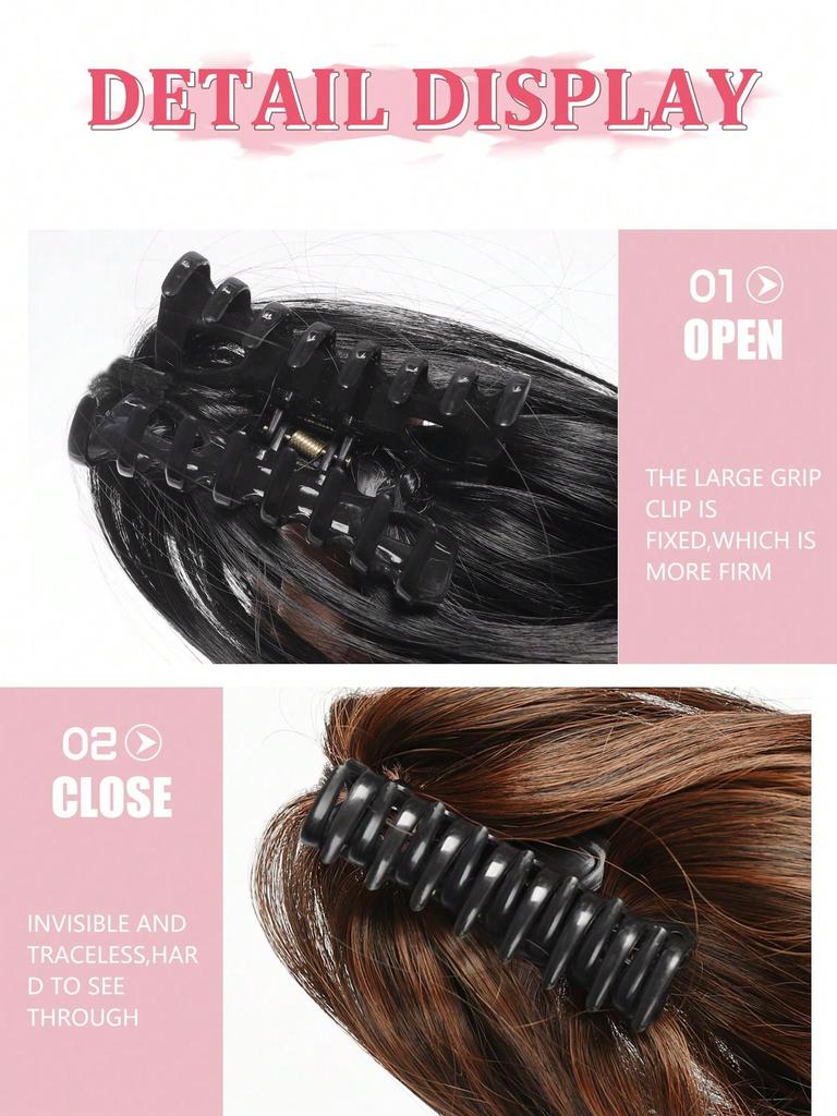 Syntetyczny 10-calowy kucyk z klipsem do włosów, krótkie luźne falowane kucyki, przedłużanie włosów, syntetyczne części włosów dla kobiet do codziennego użytku