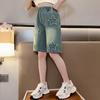 Girls Denim Shorts Summer Casual Loose Jeans Short Pants Children Wide Leg Pants Teen High Waist Straight Trousers