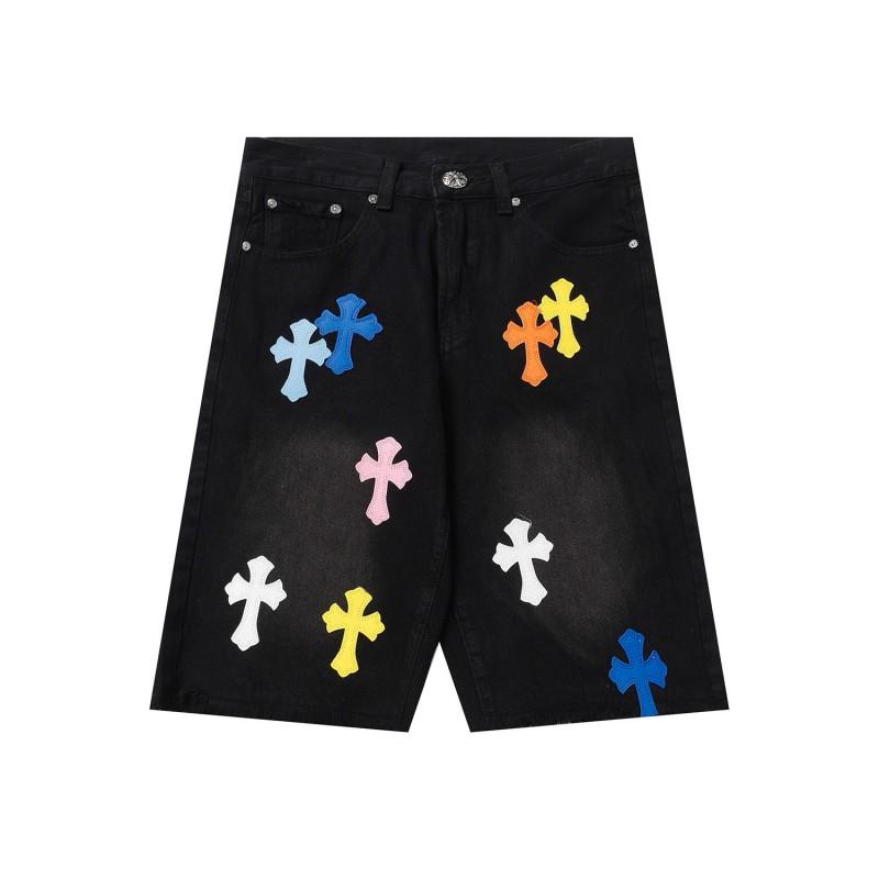 Vintage gewaschene Jeans-Shorts mit Metallakzenten Unisex Straight Fit Punk-Stil Baumwollmischung