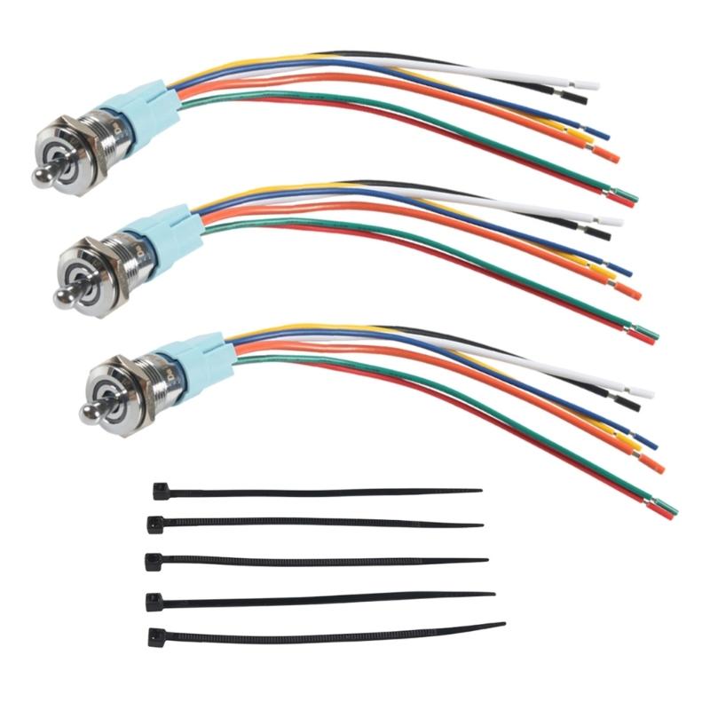 Lighted Toggle Switch 12V Waterproof Toggle Switch IP67 12V 20A LED Toggle Switch 16mm Prewired for Car Boats
