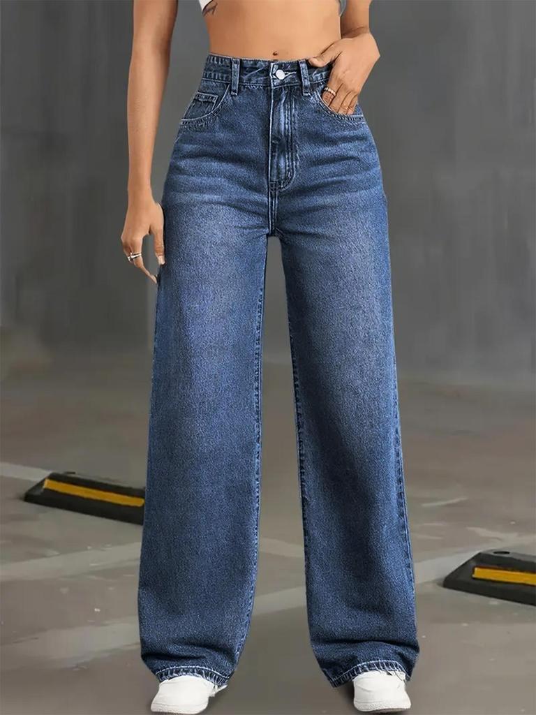 2025 Autumn/Winter Women’s High-Waisted Straight Denim Pants