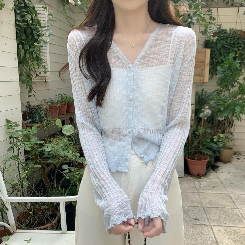 Eisseide Damen Sommer 2025 Slim Fit Strickjacke - Langarm Koreanischer Stil Sonnenschutz