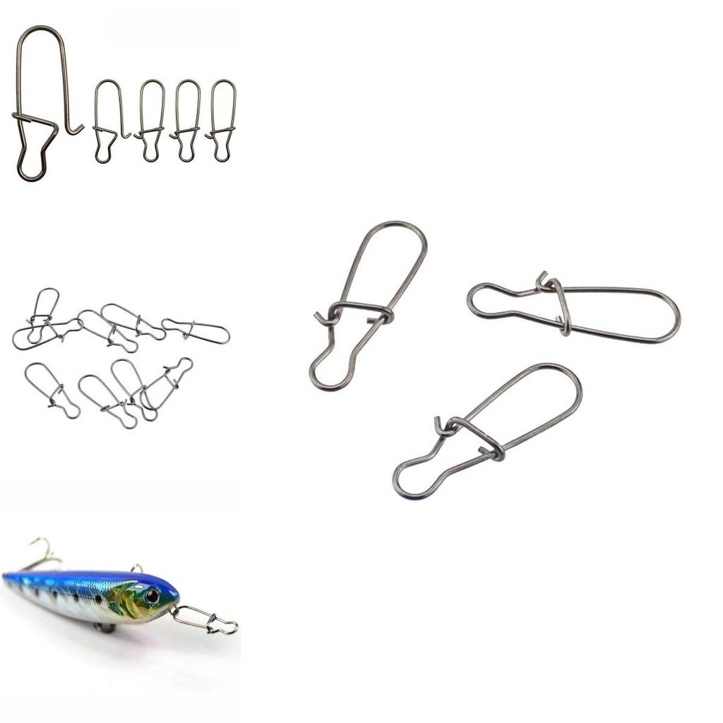 Premium Stainless Steel Fishing Fastlock Needle Swivels Snap Duo-lock Hooks Tackle Set Of 100