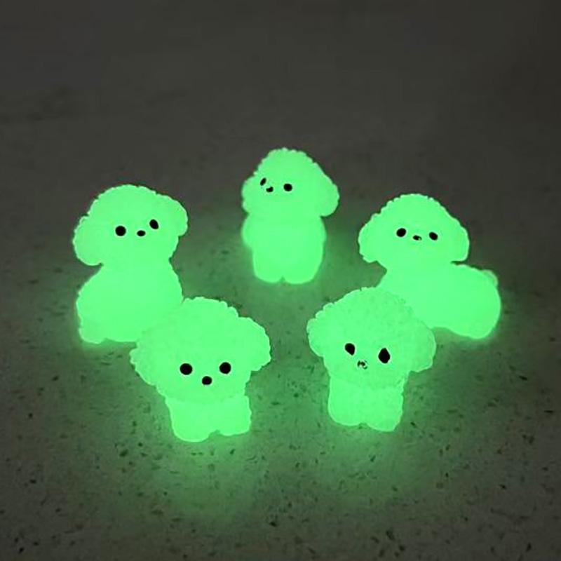 Luminous Bichon Frise Micro Ornament - DIY Resin Jewelry & Car Décor