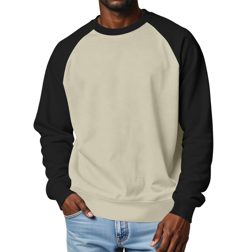 Men's Round Neck Fleece-Lined Thick Solid Color Sweatshirt