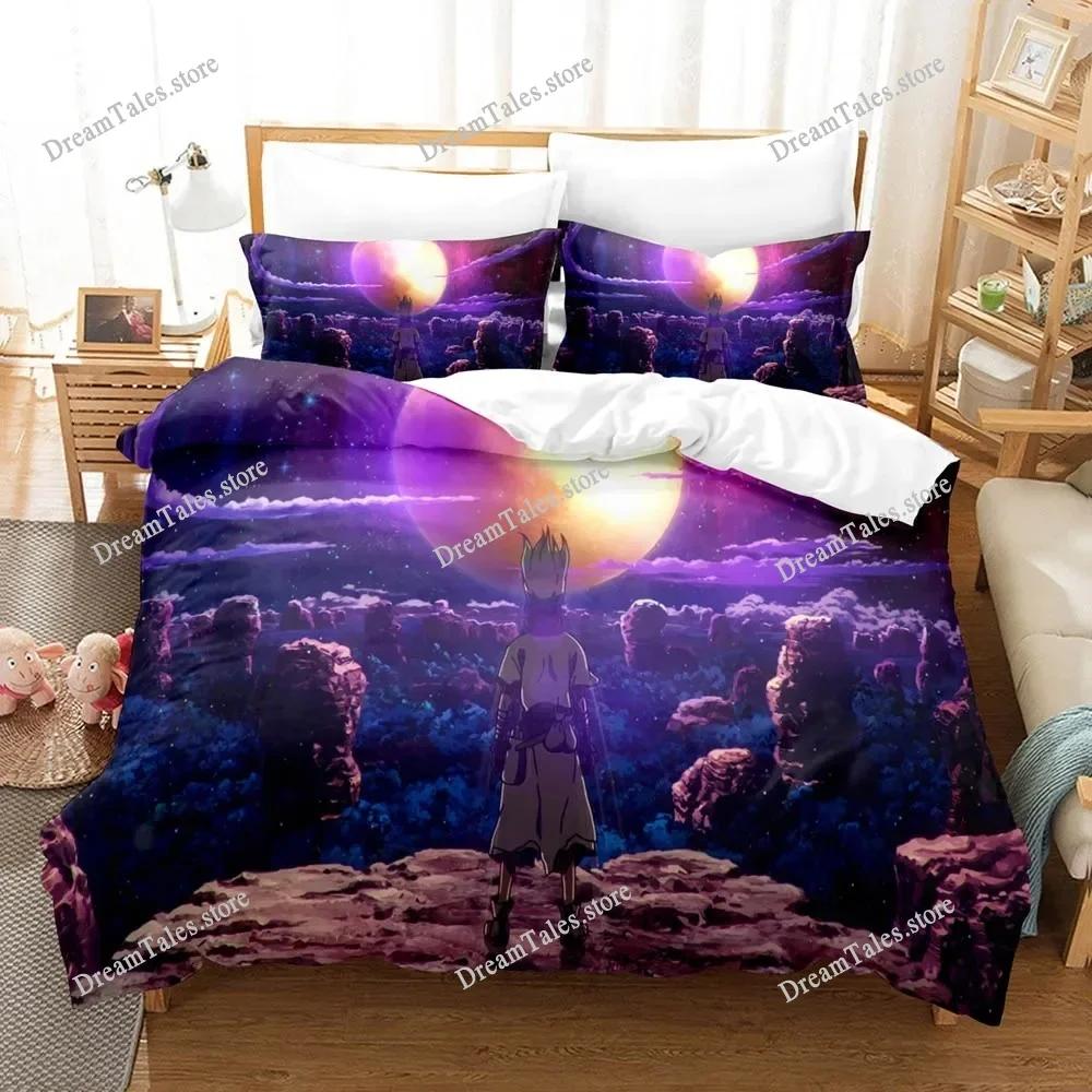 Exquisite 3D Anime Dr.Stone Senku Print Bedding Set Duvet Cover Comforter Bed Youth Kids Girls Boys Gift Home Textileextile