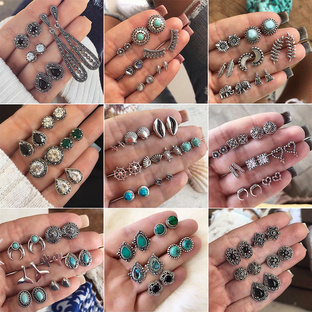 

GADBLESJEW 4 пары/компл. женские серьги-гвоздики с кристаллами в богемном стиле