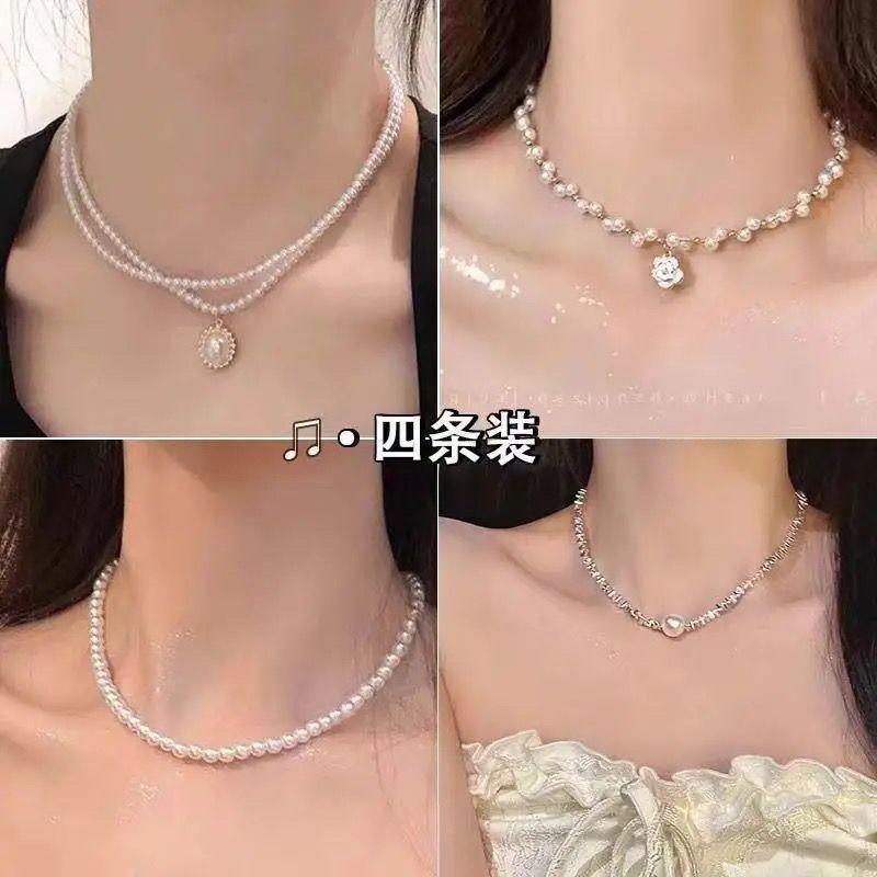 Temperament The Same Pearl Necklace Silver Light Luxury High-end Girls Design Birthday Gift Collarbone Accessories
