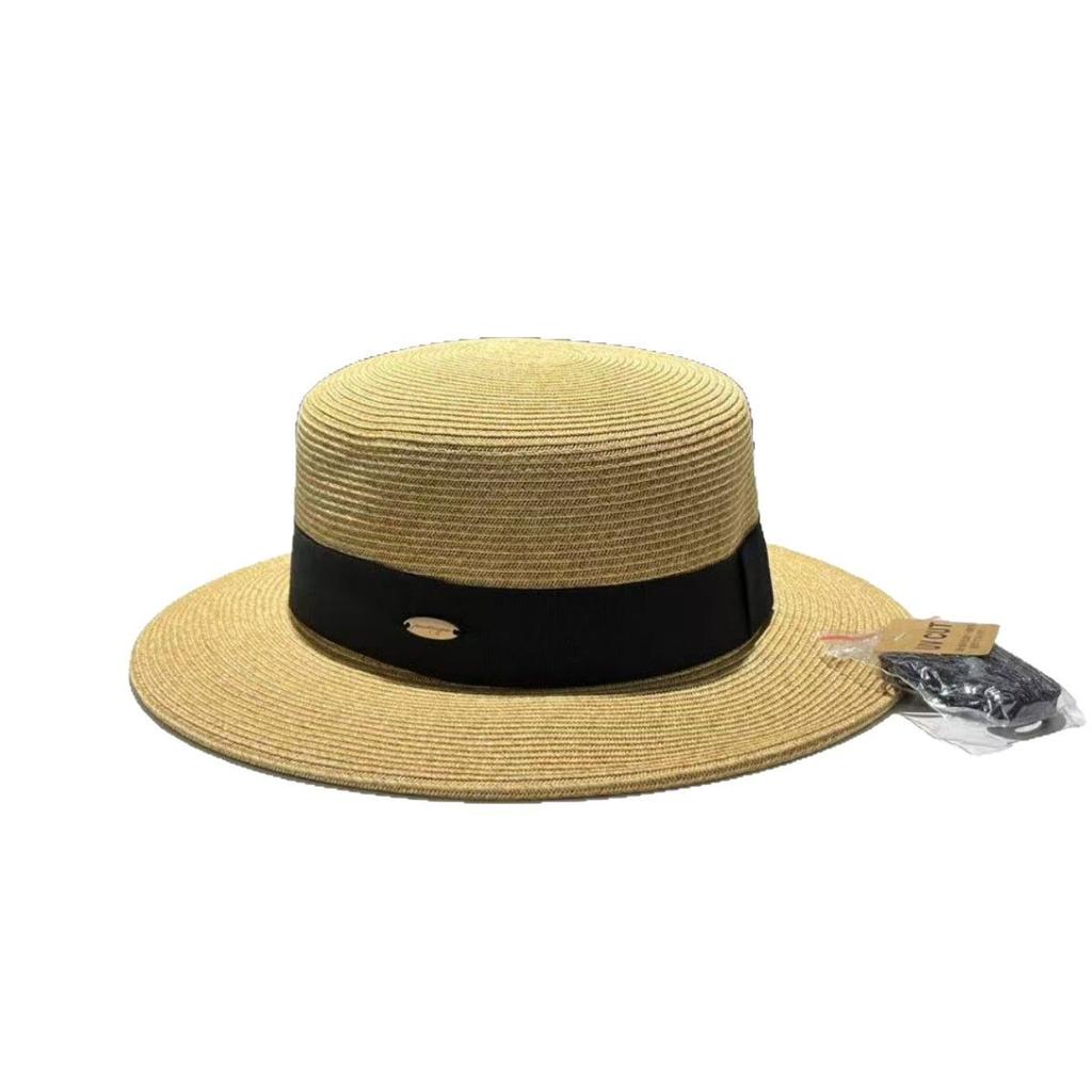 High Quality Straw Hat Women's Sun Hat French Top Hat Men's and Women's Versatile UV Protection Flat Top Sun Protection Hat Sun Hat