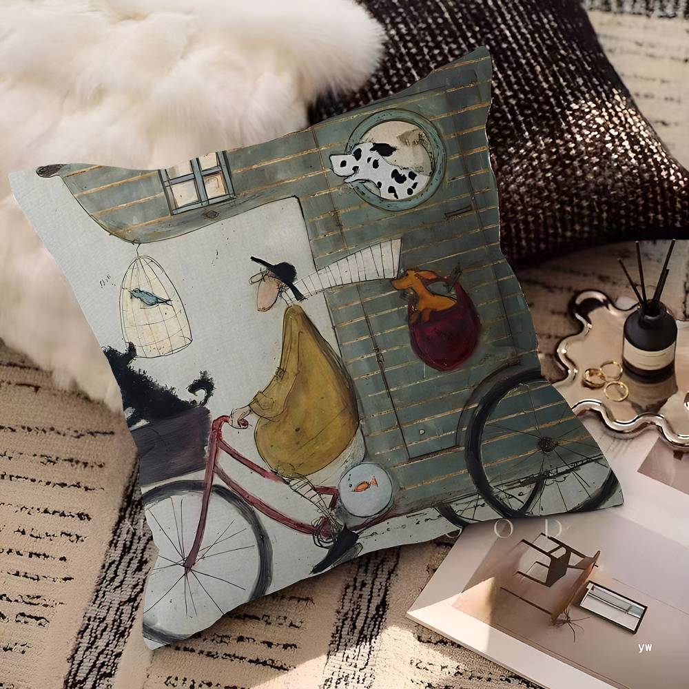 Sam Toft Konst Abstrakt Landskap Kärlek Hundar Kuddfodral Tecknad Gåva Kuddöverdrag Sovrum Hem Soffa Stol Sits Dekor Kuddvar