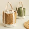 Simple large capacity women's handbag canvas insulated hand-held lunch bag drawstring student insulated lunch bag