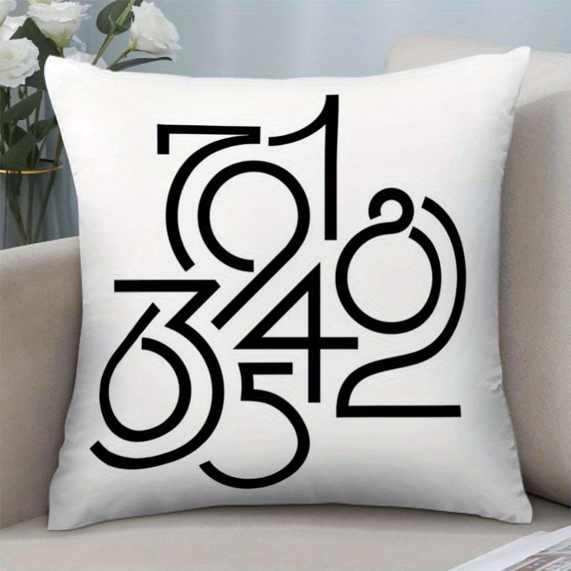 Abstract Number Art Pillow Cover 2D Printed Polyester Sofa Cushion Case – Minimalist Digital Design Decor 40X40Cm