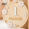 Baby Growth Record Decoration Monthly Milestone Ornaments, Wooden Markers with 3D Bow And Flower Newborn Gift Decoration, Cards for Photos Keepsake