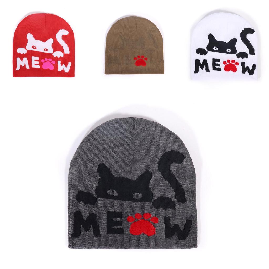 Cat Animal Pattern Knitted Beanie Hat For Women Men With Warmth And Stylish Streetwear For Fall Winter