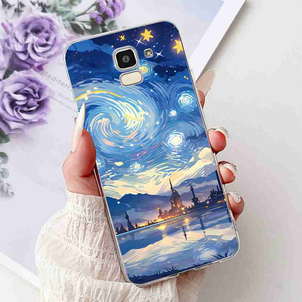 For Samsung Galaxy J6 2018 SM-J600F Case Fashion Girl New Flowers Soft Silicone TPU Cover For Samsung j6 J6 2018 Phone Shell