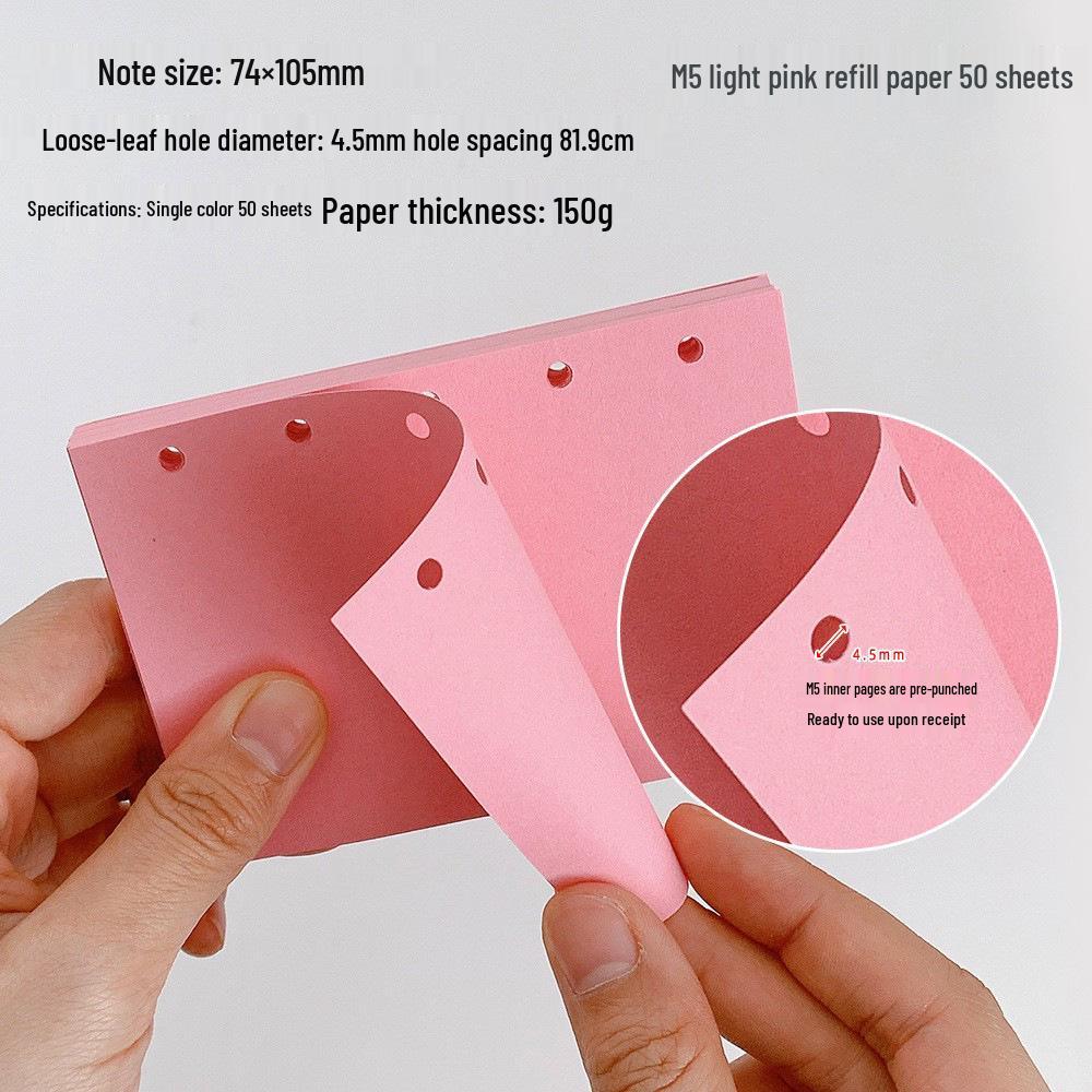 M5 Planner Five-Hole Blank Colored Refills, Macaron Tone Thick Loose-Leaf Inner Pages.