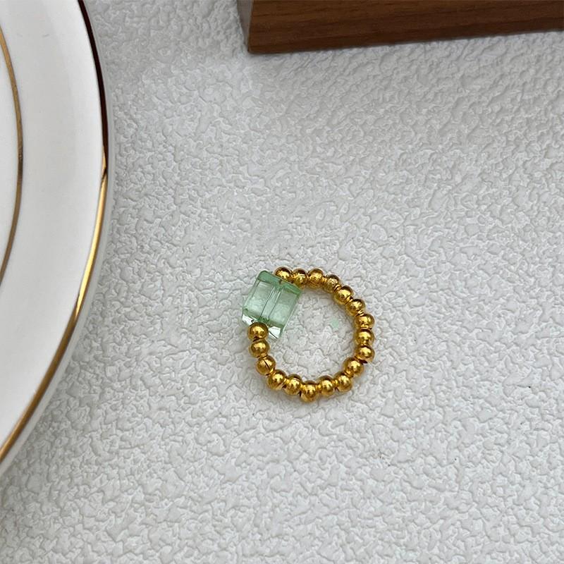 Pearl Beaded Ring Women's Elastic Rope Literary Stacking Index Finger Ring High-end Handmade Ring Jewelry