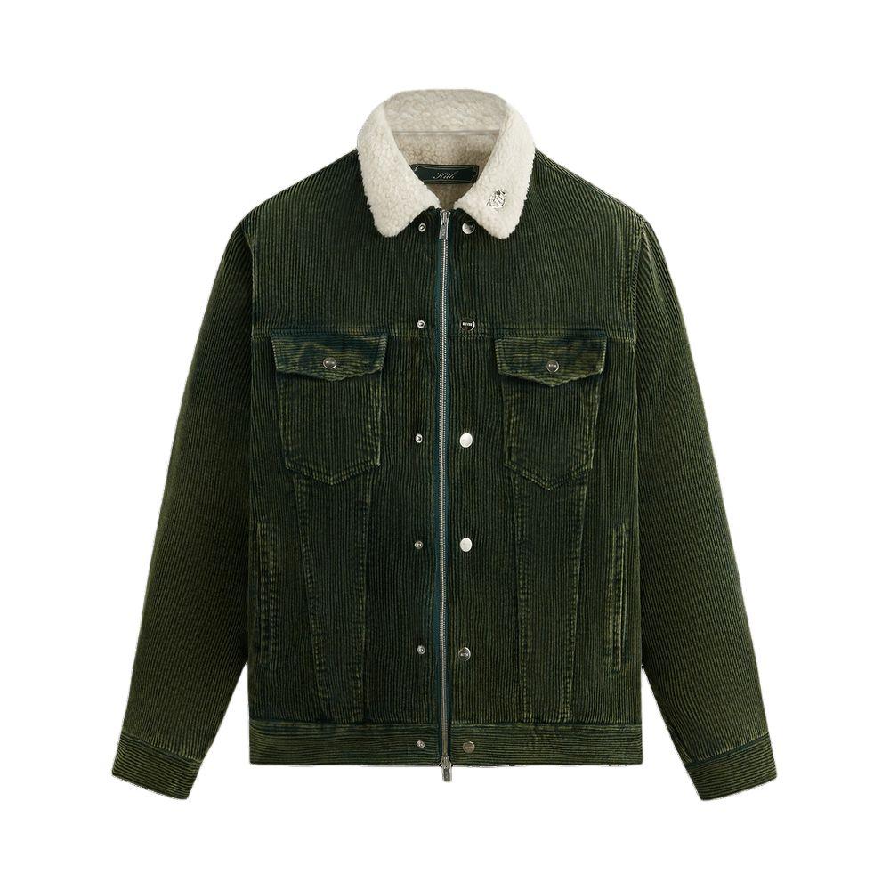 KITH Color Block Pocket Spliced Collar Fleece Warm Jacket Men jackets Green KHM010480
