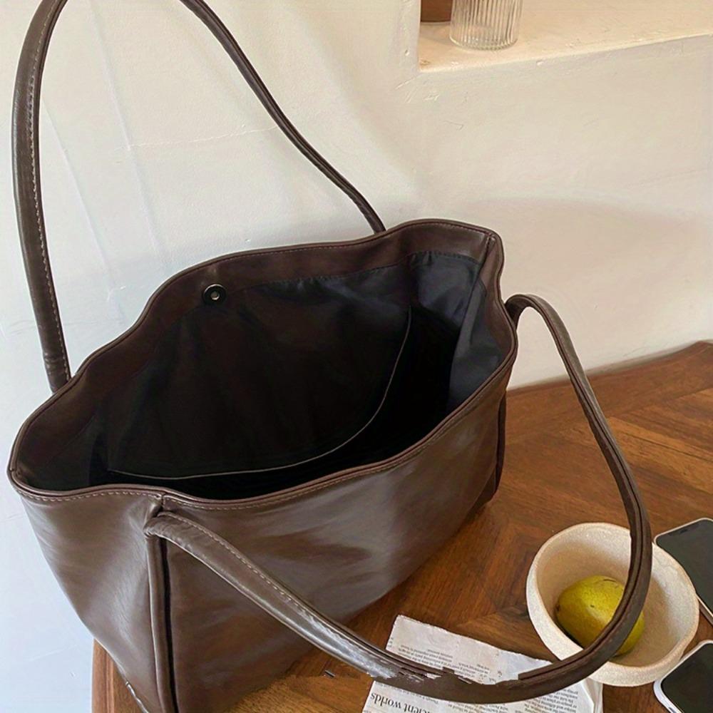 Women's Minimalist Tote Bag Large Capacity Shoulder Bag Ladies Solid Color Bag for Work