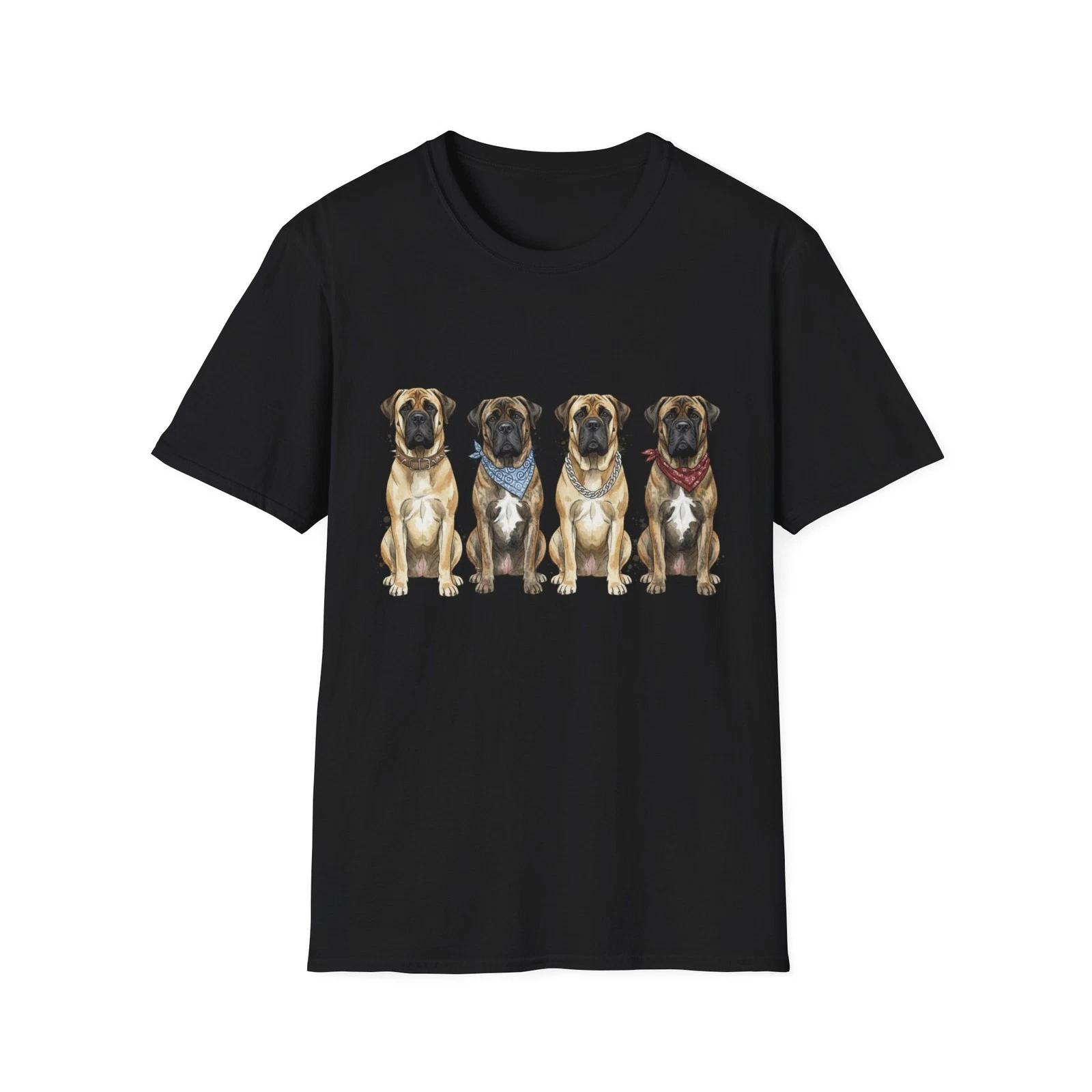 

Dog Bandana Chain Spiked Collar Watercolor Black Tee Graphic T-Shirt 4XL