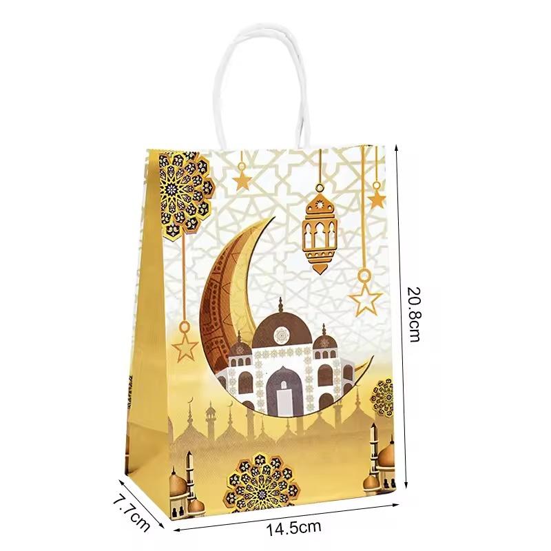 1-100PCS Eid Mubarak Gift Bags Ramadan Eid Mubarak Decoration 2025 Candy Packing Pouch Islamic Muslim Party Decor Supplies Gifts