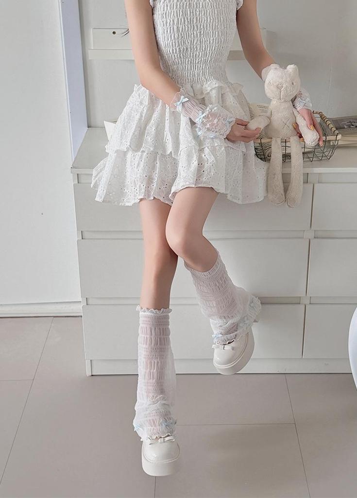 Y2K Lolita Ballet-Style Arm & Leg Warmers with Lace Calf Socks for Women