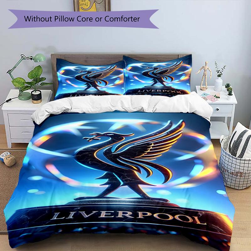 Set copripiumino 3 pezzi (1*Copripiumino + 2*Federe, Senza Nucleo),Set Biancheria da Letto con Stampa Liverpool F.C, Decorazione Camera da Letto, Per Tutte le Stagioni, Regalo di Compleanno