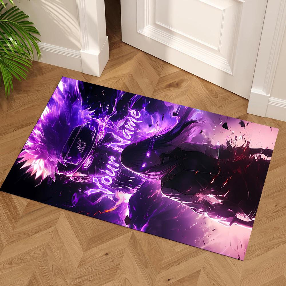 Naruto Character Customize Your Name Floor Rug Office Rug Design for Dining Room Bedrooms Playrooms Dormitory Anti-slip Rug Office Home Decor