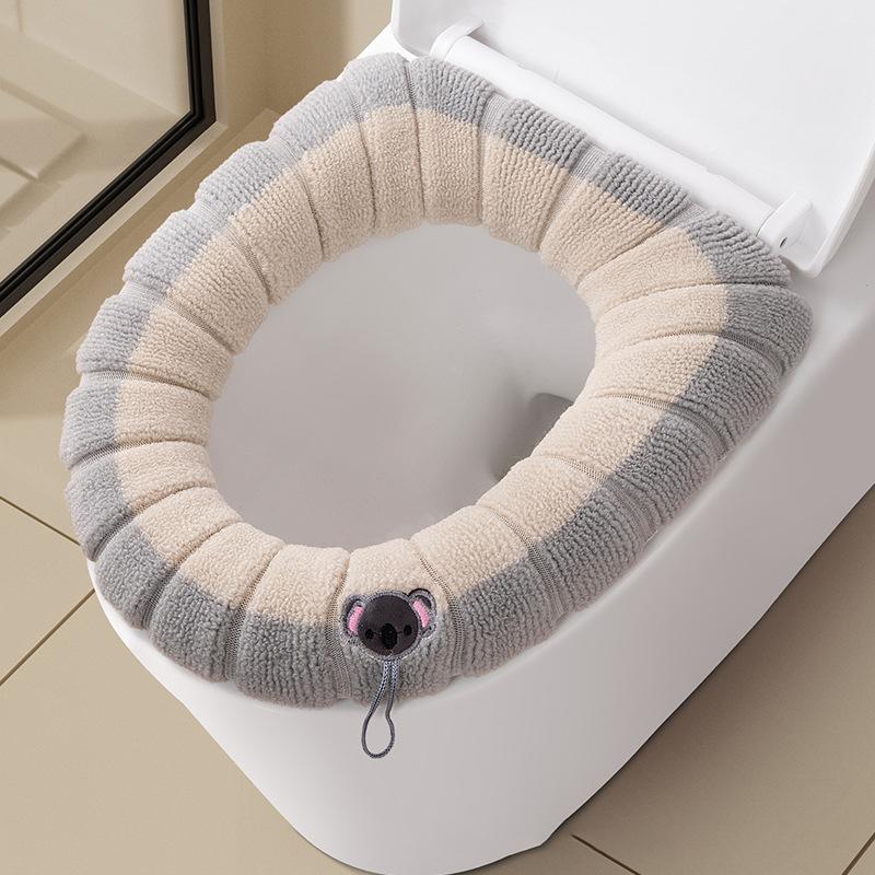 1Pc Thicker Bathroom Toilet Seat Cover Pads Soft Comfortable Toilet Seat Cushion Cover Stretchable Toilet Seat Warmer Easy Inst