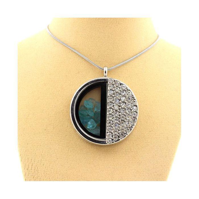 Stones and Minerals. Raw Paraiba Apatite Necklace. Half-circle Model.