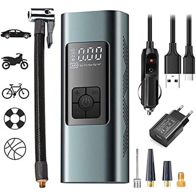 Portable Air Compressor Mini Car Tyre Pump 12 V 6000 Mah Rechargeable Electric Compressor Bicycle Pump 140 Psi Air Pump With Pressure Gauge For Car B