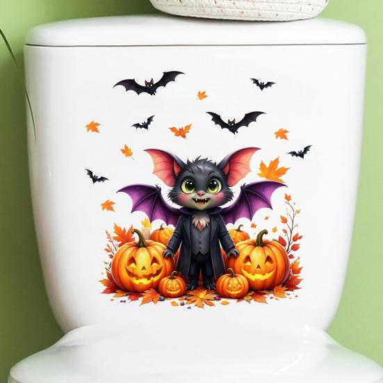 Halloween Toilet Decals Cute In Suit Cartoon Bat